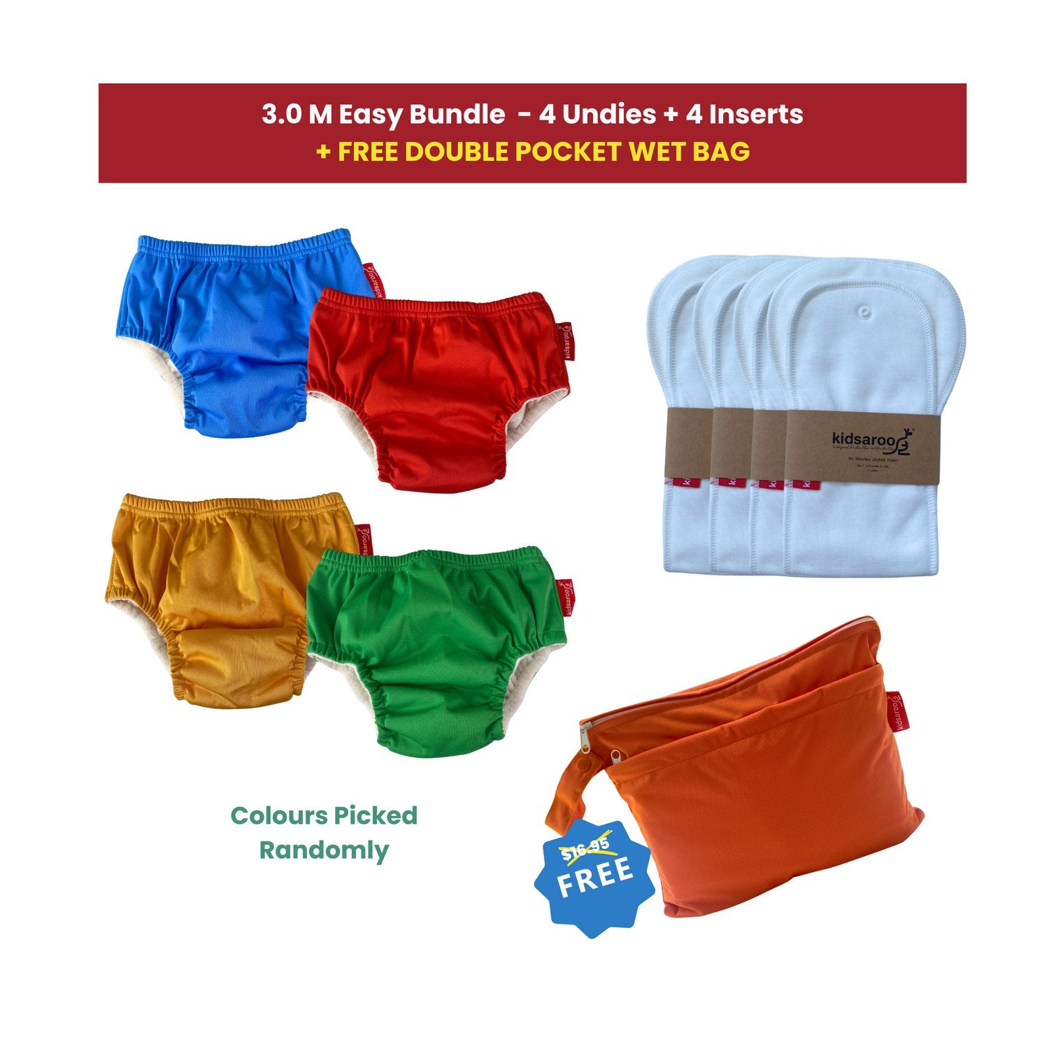 3.0 Easy Bundles - 4 Undies + 4 Inserts - Kidsaroo